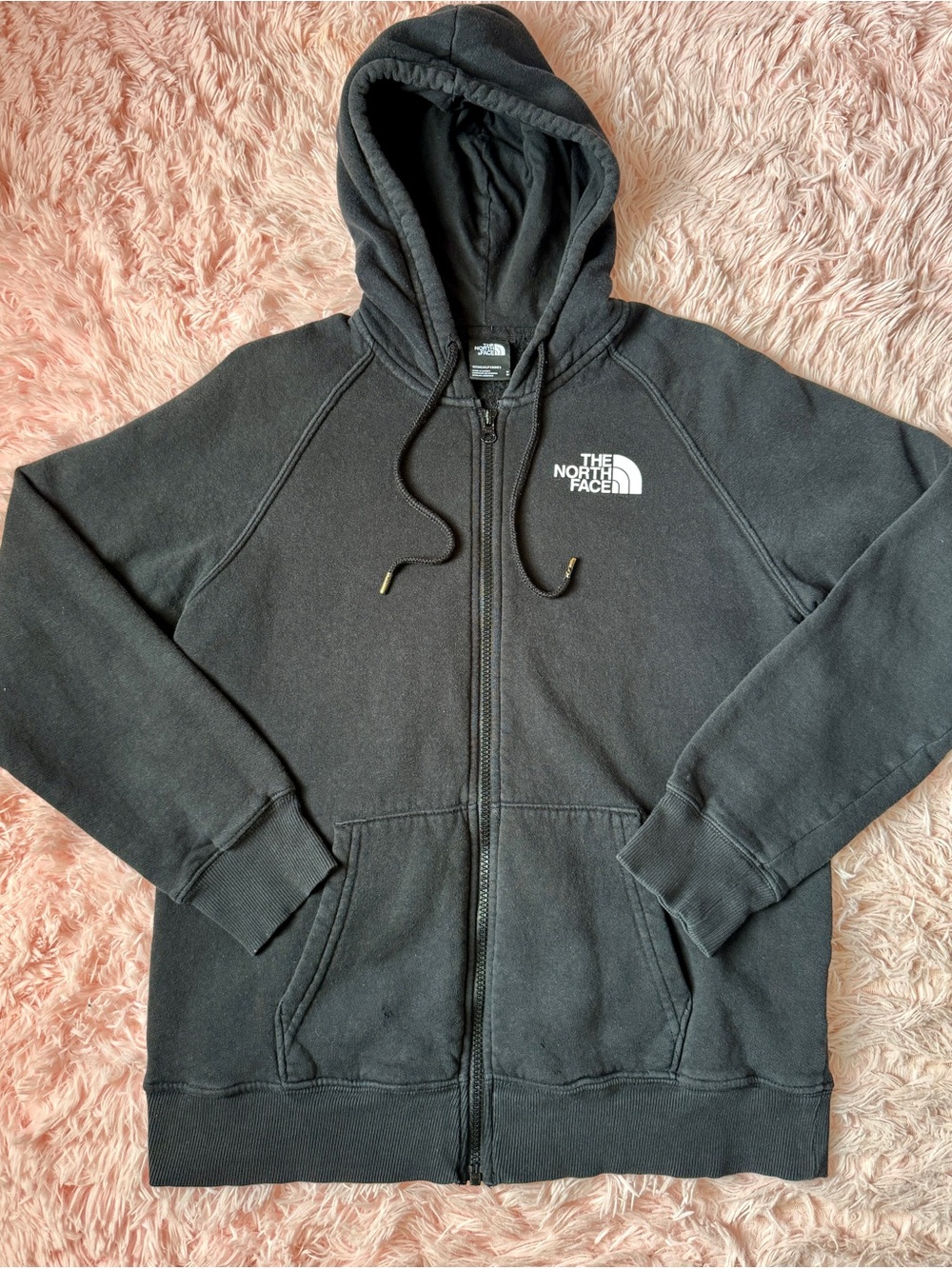 The North Face Men's Black Zip-Up Hoodie with White Logo